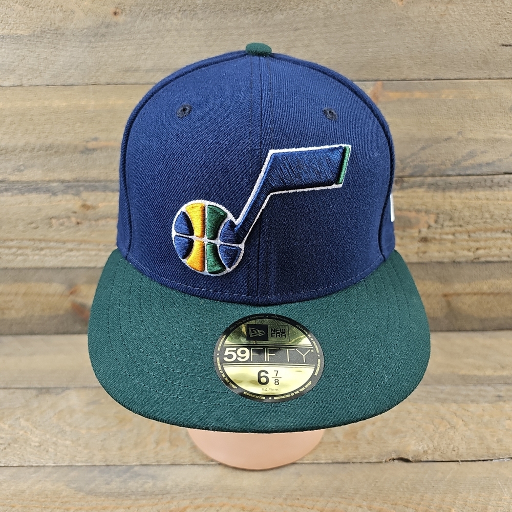 Utah Jazz New Era Fitted Hat 59FIFTY NBA  2 Tone Navy/Green